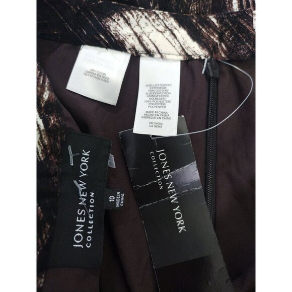 Jones New York Collection Brown & White Abstract Print A-Line Skirt Sz 10 Womens - Picture 4 of 6